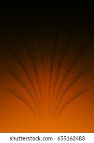 Bending shadows on a orange background with bright sparks