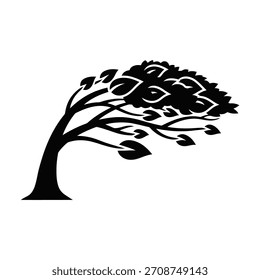 Biegende Baumkontur Vektor, Illustration