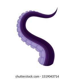 Bending Violet And Lilac Tentacle Of Octopus Or Squid Vector Illustration