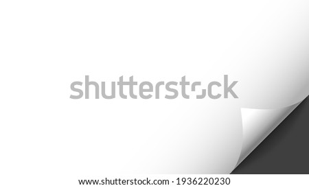 Bending white blank paper corner. Horizontal vector template for a text