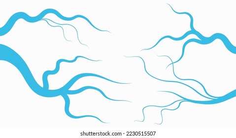 Bending wobbling river bed set, meandrous rivers, stream or creek, various silhouettes. Flat vector illustration isolated on white background.
