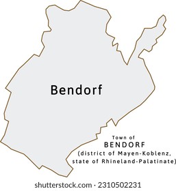 Bendorf town map of Mayen-Koblenz district Rhineland-Palatinate state in Germany. Vectored
