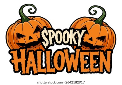 Beneath these elements, the words "SPOOKY HALLOWEEN" are boldly displayed in a festive, somewhat spooky font, making it an ideal design for holiday greetings or decorations.
