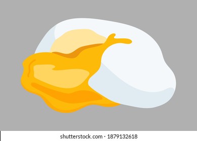 Benedict egg isolated vector illustration. Poached egg with flowing yolk.