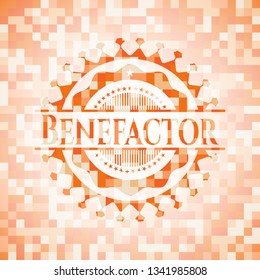 Benefactor abstract orange mosaic emblem with background