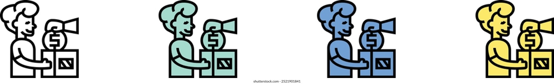 benefactor icon. Outline, Green, Blue and Yellow Style Design Isolated On White Background