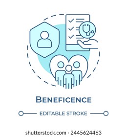 Beneficence soft blue concept icon. Principle of bioethics. Compassion and patient protection. Round shape line illustration. Abstract idea. Graphic design. Easy to use in presentation