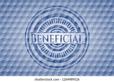 Beneficial blue hexagon badge.