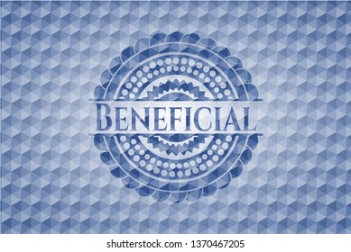 Beneficial blue polygonal badge.