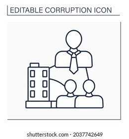Beneficial ownership line icon. Control a legal entity or arrangement, such as company, trust, or foundation. Corruption concept. Isolated vector illustration. Editable stroke