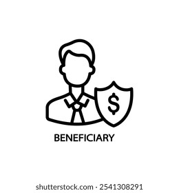 Beneficiary icon from insurance collection. Thin linear beneficiary, business, capital outline icon isolated on white background. Line vector beneficiary sign, symbol for web and mobile
