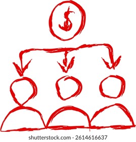 beneficiary icon in scribble style. red line scribble icon