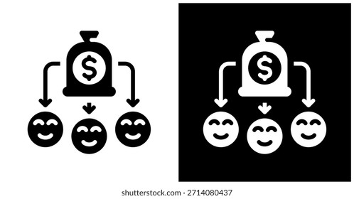 Ícone Do Beneficiário Definido Em Plano De Fundo Branco E Preto