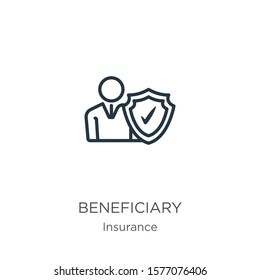 Beneficiary icon. Thin linear beneficiary outline icon isolated on white background from insurance collection. Line vector sign, symbol for web and mobile