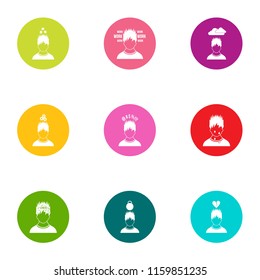 Beneficiary icons set. Flat set of 9 beneficiary vector icons for web isolated on white background