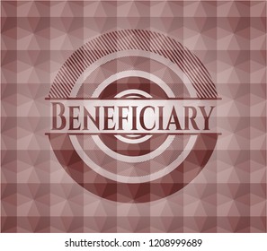 Beneficiary red badge with geometric background. Seamless.