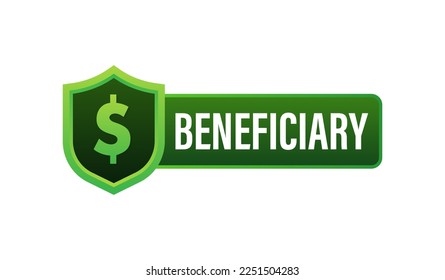 Señal del beneficiario, hombre y escudo. Ilustración de material vectorial.