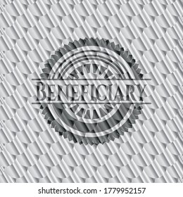 Beneficiary silver emblem. Scales pattern. Vector Illustration. Detailed. 