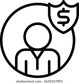 Design do ícone de linha de vetor do beneficiário