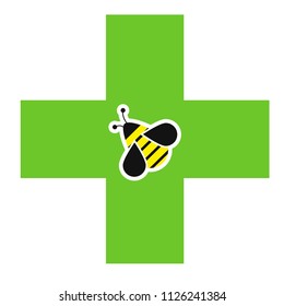 Benefit of bee venom and honey,Alternative medicine and insects,vector image, flat design