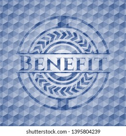 Benefit blue polygonal badge. Vector Illustration. Detailed.