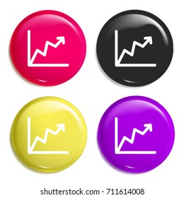 Benefit chart multi color glossy badge icon set. Realistic shiny badge icon or logo mockup