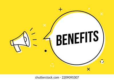 Banner comercial de anuncio de negocio de concepto de vector megáfono de los empleados de beneficio