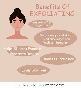 Benefit Of Exfoliating vector Ilustration.Skincare tips.