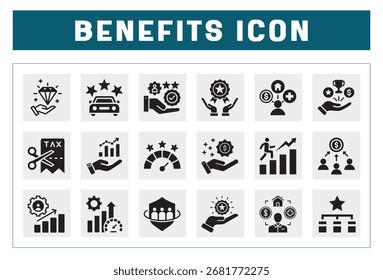 Ícone de preenchimento do benefício e pacote de ícones