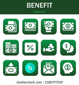 benefit icon set. Vector  illustrations related with Money, Money and Money