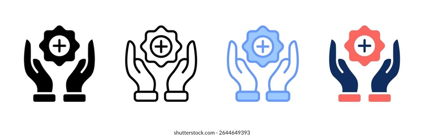 Colección de varios estilos de la hoja de iconos de beneficios