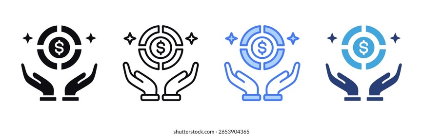 Colección de varios estilos de la hoja de iconos de beneficios