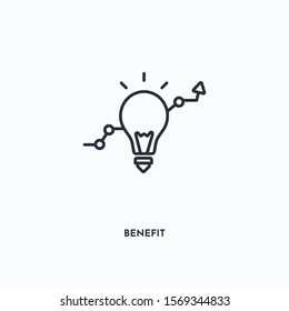 Benefit outline icon. Simple linear element illustration. Isolated line Benefit icon on white background. Thin stroke sign can be used for web, mobile and UI.