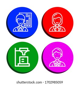 conjunto de iconos de beneficio simple. Contiene iconos como Analista, Coordinador, que se pueden utilizar para web, móvil y logotipo