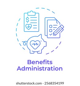 Benefits administration blue gradient concept icon. Employees insurance. Human resource information system. Round shape line illustration. Abstract idea. Graphic design. Easy to use in brochure