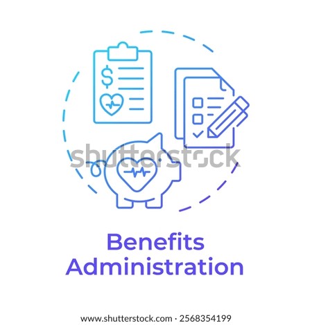 Benefits administration blue gradient concept icon. Employees insurance. Human resource information system. Round shape line illustration. Abstract idea. Graphic design. Easy to use in brochure
