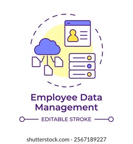 Benefits administration multi color concept icon. Employees insurance. Human resource information system. Round shape line illustration. Abstract idea. Graphic design. Easy to use in brochure