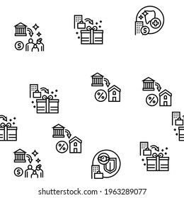 Benefits For Business Vector Seamless Pattern Thin Line Illustration