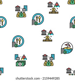 Benefits For Business Vector Seamless Pattern Thin Line Illustration