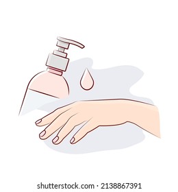 the benefits of daily hand lotion usage, hand moisturizing, cream applying on hand flat vector illustration, spa treatment, manicure step, home body care