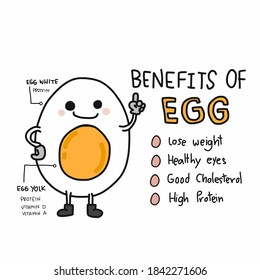 Benefits Of Egg, Cartoon Vector Infographic Chart