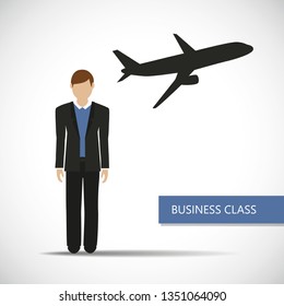 benefits of flights in business class businessman character vector illustration EPS10