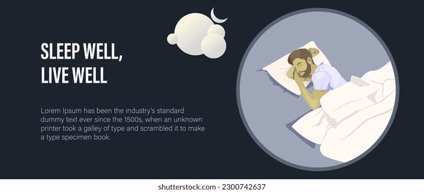 Benefits of good sleep. Healthy sleeping habit. Not getting enough sleep is bad for Health. Sleep well live well. Sleep tight. Insomnia vector. Healthy lifestyle. Medication for healthy sleeping. 