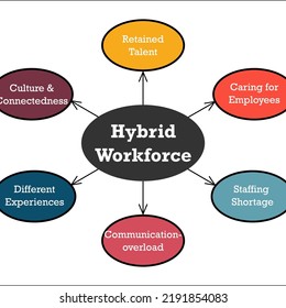 Benefits Of Hybrid Workforce Model With Icons In An Infographic Template