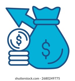 Benefits Icon In Blue Monochrome Flat Design, Vector Illustration