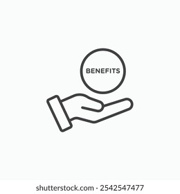 Ícone de benefícios na cor preta e branca sólida