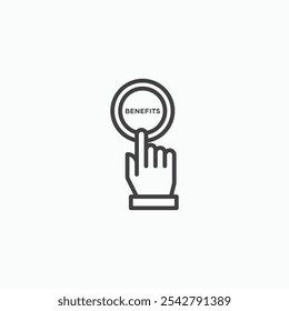 Benefits icon in thin outlined.