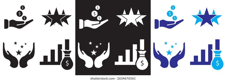 Benefits icon .  Vector for websites, mobile interfaces, presentations, banner, visual branding etc. Vector illustration. isolated on white and black background. EPS 10