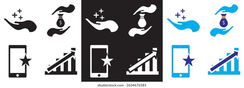 Icono de beneficios .  Vector para Sitios web, interfaces móviles, presentaciones, Anuncio, imagen de marca, etc. Ilustración vectorial. aislado en el fondo blanco y negro. EPS 10