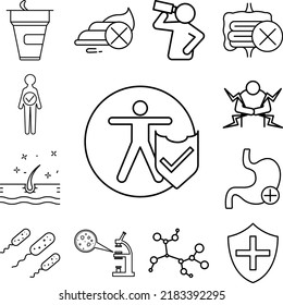 Benefits, intestinal stomach concept line icon in a collection with other items